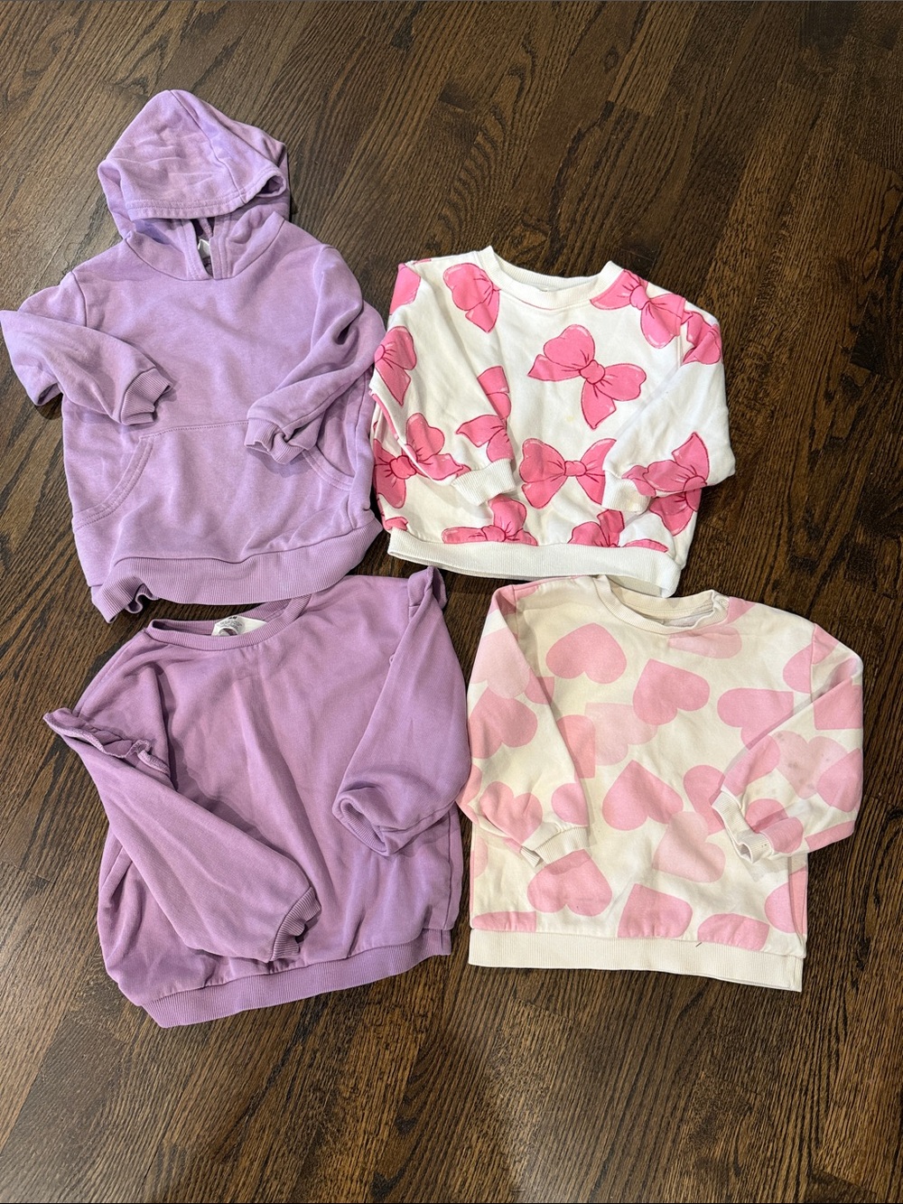 H&M girls Long-Sleeve Sweatshirt Bundle - Pink & Lavender purple 2T